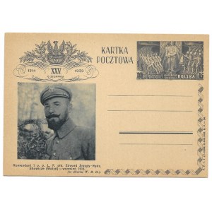 KARTKA pocztowa. XXV. 1914 - 6 sierpnia - 1939. Komendant 1 p.p. L.P. płk. Edwqard Śmigły-Rydz, Sitowicze (Wołyń)...