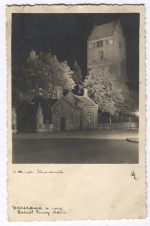 [WARSAW]. Warsaw at night. Church of the Virgin Mary.
