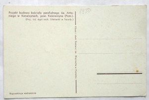 [KONARZYNY]. Project for the construction of the parish church of St. Anthony in Konarzyny, Kościerzyna (Pom.) district. (Proj....
