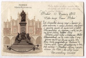 [KRAKOW]. Monument to Adam Mickiewicz. Kraków.