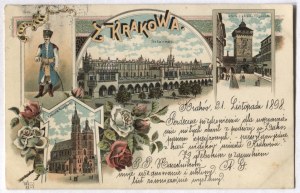 [KRAKOW]. From Krakow. Cloth Hall. Church [!] of the N. Panny Maryi. Florian Street and Gate.