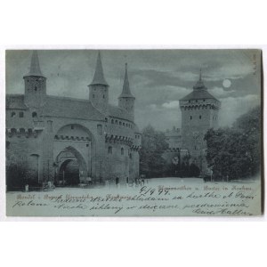 [KRAKÓW]. Rondel i Brama floryańska w Krakowie. Florianerthor u. Bastei in Krakau. [Poczta księżycowa].