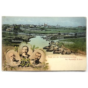 [MYSŁOWICE]. Gruss von der Drei-Kaiserreichs-Ecke bei Myslowitz O.-Schl.