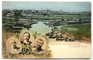 [MYSLOWICE]. Gruss von der Drei-Kaiserreichs-Ecke bei Myslowitz O.-Schl.