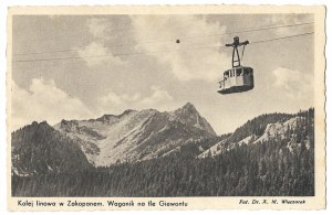 [TATRA]. Cable car in Zakopane. The wagon against the background of Giewont.