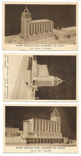 [LVIV]. Project of the church of the missionary priests in Lviv - 3 postcards