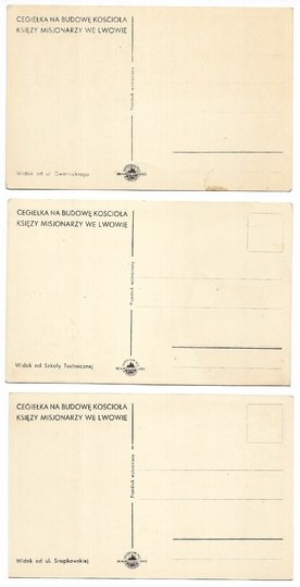 [LVIV]. Project of the church of the missionary priests in Lviv - 3 postcards