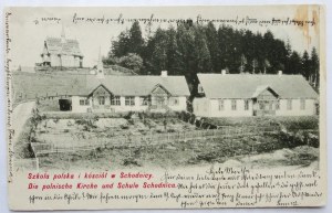 [SCHODNICA]. The Polish school and church in Schodnica. Die polnische Kirche und Schule Schodnica.