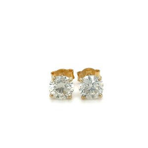 18K YELLOW GOLD EARRINGS WITH DIAMONDS FOR 2.10 CT