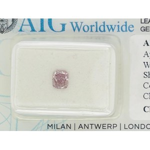 PRÍRODNÝ BRÚSENÝ DIAMANT 0.42 FANCY PINK LIGHT PURPLE* - SI1 - AIG - F20413