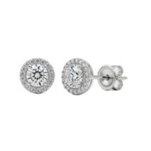 5 CT - 310 HALO ROUND DIAMOND GOLD EARRINGS