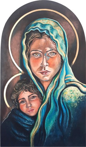 Agnieszka Korczak, Madonna in turquoise shawl, 2025