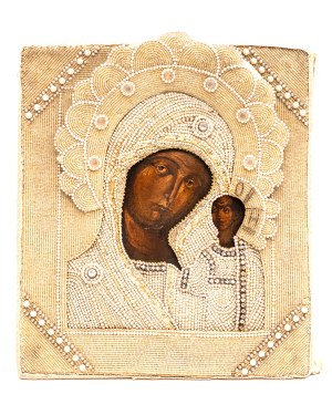 artist unrecognized, Hodegetria in beads