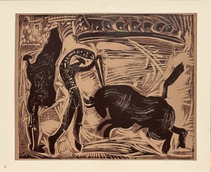 Pablo Picasso (1881-1973) - Les Banderilles, 1963 from the series Tauromachia - Linocut 1963.
