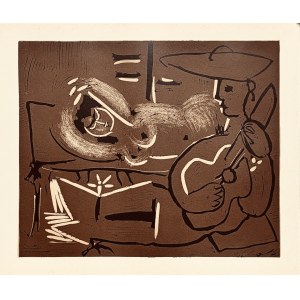 Pablo Picasso (1881-1973) - Femme et guitariste, 1963 z cyklu Tauromachia - Linocut 1963