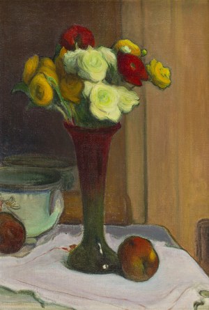 Wladyslaw Slewinski (1854 Bialynin - 1918 Paris), Vase with flowers and apples, circa 1903