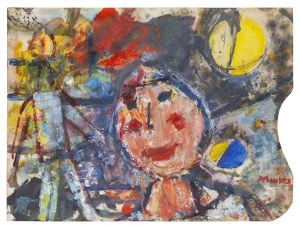 Zygmunt Józef Menkes (1896 Lviv - 1986 Riverdale, USA), Artist's palette (Self-portrait and portrait of the collector's daughter), 1980s