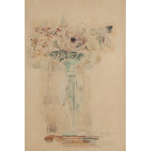Zygmunt Waliszewski (1897 Petersburg - 1936 Warszawa), Anemony w zielonym wazonie z dedykacją dla Marii Czapskiej, 1929