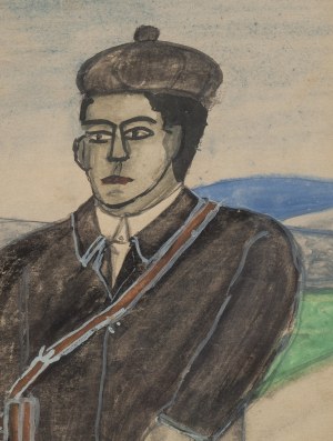 Nikifor Krynicki (1895 Krynica - 1968 Folusz), Self-portrait, late 1950s
