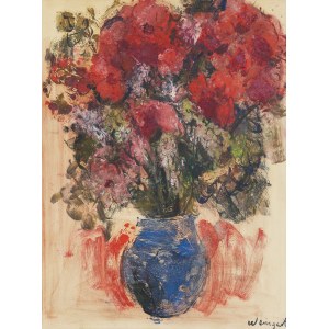 Joachim Weingart (1895 Drohobycz - 1942 Auschwitz), Kwiaty w niebieskim wazonie, około 1935