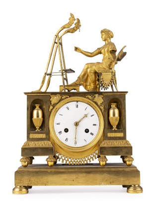 Clock with allegory painting