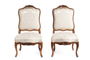 A pair of Louis XV era chairs a'la Reine