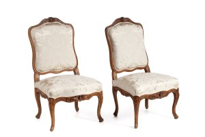A pair of Louis XV era chairs a'la Reine