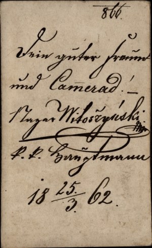 CDV photo by Capt. Marian Witoszyński. Atelier unknown. 1862 r.