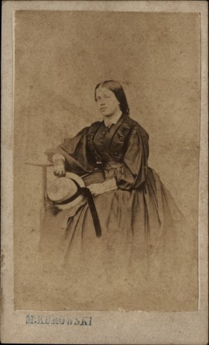 KUROWSKI Mateusz] Photograph of Bronislawa Pietraszkiewicz in a dress from the period of the so-called national mourning. Photo by M. Kurowski Drohobych, 1860s.