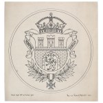MĘKICKI Rudolf (1887 - 1942 Lwów) - Herb Miasta Lwowa z Krzyżem Virtuti Militari. Projekt z 1933 roku, analogiczny do reprod. w książce K. Sochaniewicza pt. „Herb miasta Lwowa” z 1933 r.