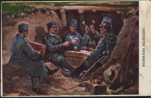 READER Celestine] Happy Hallelujah! Postcard sent by the painter Celestyn Czynciel. Dat.18/4 1916. published by the Salon of Polish Painters in Cracow. Cracow.