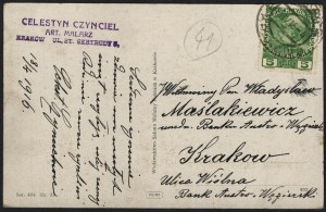 READER Celestine] Happy Hallelujah! Postcard sent by the painter Celestyn Czynciel. Dat.18/4 1916. published by the Salon of Polish Painters in Cracow. Cracow.