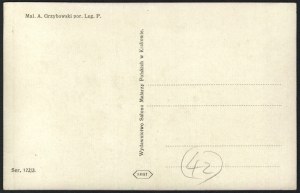 Patriotic postcard. White eagle in laurel and glory... Mal. A. Grzybowski cf, Leg. P. Published by the Salon of Polish Painters in Cracow.
