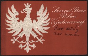 Patriotic postcard. Happiness to the United Poland! White eagle on red background. [1931]