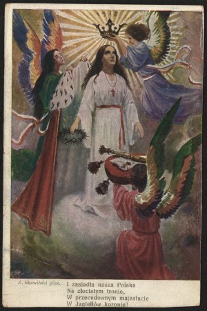 Patriotic postcard. Ascension and crowning of Poland. [