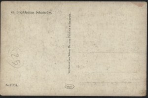 Patriotic postcard. Following the example of heroes. Published by the Salon of Polish Painters in Cracow.