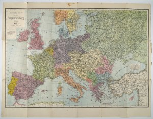 WWI] Brandes' Karte für den Europäischen Krieg. Wien 1914. verlag von Moritz Perles. [Map from the beginning of World War I].