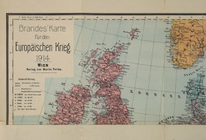 WWI] Brandes' Karte für den Europäischen Krieg. Wien 1914. verlag von Moritz Perles. [Map from the beginning of World War I].