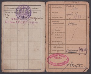 Polish Legions] POLISH LEGION Military card, no. 20967 for Antoni Kudziela, soldier of IV Komp. III Baon of the 1st P. L. P.