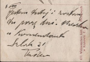 Polish Legions] Correspondence of Tadeusz Zulinski, adjutant to Jozef Pilsudski, sent 2 days before the departure of the 1st Cadre. Cracow, August 4, 1914.