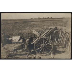 Legiony Polskie] Obsługa działa artyleryjskiego. Kartka legionisty ze szpitala wojennego w Wiedniu. Dat. 16/III. 1917