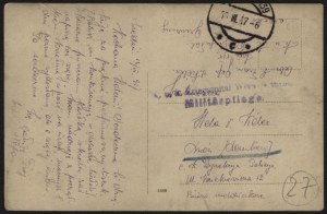 Polish Legions] Artillery gun service. Card of a legionnaire from the war hospital in Vienna. Dat. 16/III. 1917