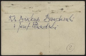 Polish Legions] Rev. Bishop Bandurski and Joseph Pilsudski in the trenches among soldiers and officers. Volyn (Legionowo?). 1916 r.