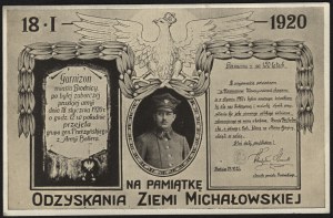 Haller's Army] In commemoration of the recapture of the Michalov Land. 18. I. 1920