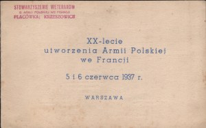 General J. Haller's Blue Army] Invitation to the celebration of the 20th anniversary of Haller's Army, issued by the Association of Veterans of the former Polish Army in France outpost Krzeszowice. 1937 r.