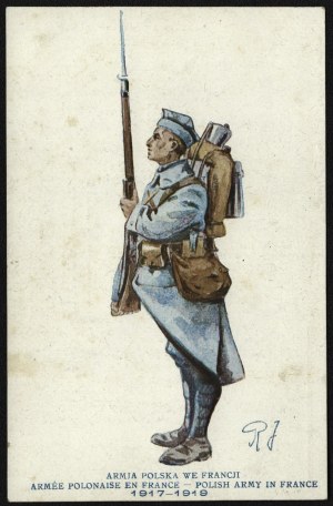 General Jozef Haller's Blue Army] Polish Army in France 1917-1919. 2 postcards