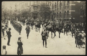 Silesian Plebiscite, Katowice 1922] Entry of the Polish Army into Upper Silesia. 20 VI 1922 Katowice. Photo by Max Stackel, Kattowitz.