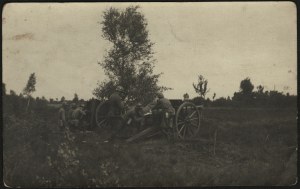 Polish Army] Two photographs of WP artillery exercises. Field batteries during exercises. Photo by W. Pikiel Warsaw Saski Square.