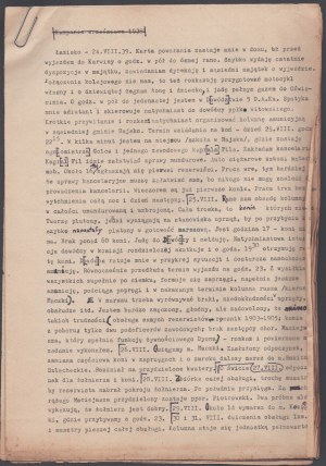 5th Horse Artillery Division] Memoir of Lieutenant Jan Adamczyk of the 5th DAK describing the circumstances of mobilization in August 1939 and the fate of the unit during the September 1939 campaign.