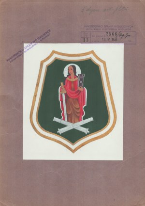 5th Field Artillery Squadron] Original design for artillery banner with image of St. Barbara, patron saint of artillery, intended for new banners of artillery regiments. MFA. 1938 r.